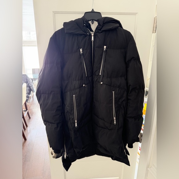 Sam Edelman Black Faux Shearling Lined Puffer Coat - Picture 10 of 15